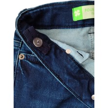 Four Clovers Erkek Çocuk Lacivert Likralı Belden Ayarlamalı Örme Denim Kumaş Kot Pantalon