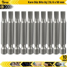 Gfb Kare Düz Bits Uç | Sl 6 x 50 mm | 10 Adet