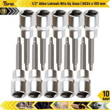 Gfb 1/2" Allen Lokmalı Bits Uç Uzun | Hex4 x 100 mm | 10 Adet