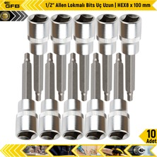 Gfb 1/2" Allen Lokmalı Bits Uç Uzun | Hex8 x 100 mm | 10 Adet