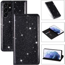 SZY Market Samsung Galaxy S23 Ultra Pu Deri Kart Tutucu Için Glitter Flip Case (Yurt Dışından)