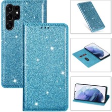 SZY Market Samsung Galaxy S23 Ultra Pu Deri Kart Tutucu Için Glitter Flip Case (Yurt Dışından)