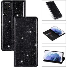 SZY Market Samsung Galaxy S22 Ultra 5g Için Glitter Flip Case Pu Deri Flip Case (Yurt Dışından)