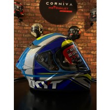 Kyt Tt-Course Kask Grand Prıx Açık Mavi Beyaz