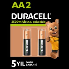 Duracell Şarj Edilebilir AA Pil (2'li Paket), 2500 mAh NiMH, önceden şarj edilmiş, 1 Numaralı En Uzun Ömürlü Şarj Edilebilir pilimiz