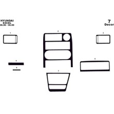 Marscockpitdesign Hyundai Excel Konsol-Maun Kaplama 1996-1999 7 Parça