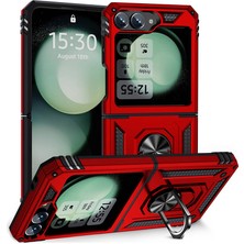 Tasopay Samsung Galaxy Z Flip 6 Uyumlu Kılıf Soldier Korumalı Yüzüklü ve Mıknatıslı Tpu Gövde Kılıf