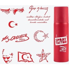 One Spray Tattoo Atatürk ve Cumhuriyet Dövme Şablon Seti +  Kırmızı Sprey 2