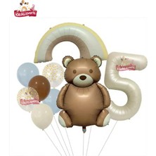 Bkmc Party Retro Renk Ayıcık Folyolu Doğum Günü Parti Seti Süsü