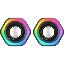 Mikado MD-176 2.0 3W*2 Siyah Rgb Aydınlatmalı USB + 3.5mm USB 5V Speaker Hoparlör