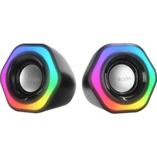 Mikado MD-176 2.0 3W*2 Siyah Rgb Aydınlatmalı USB + 3.5mm USB 5V Speaker Hoparlör