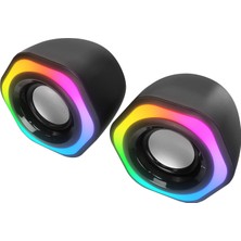 Mikado MD-176 2.0 3W*2 Siyah Rgb Aydınlatmalı USB + 3.5mm USB 5V Speaker Hoparlör