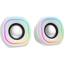 Mikado MD-180 2.0 3W*2 Beyaz Rgb Aydınlatmalı USB + 3.5mm USB 5V Speaker Hoparlör