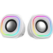 Mikado MD-180 2.0 3W*2 Beyaz Rgb Aydınlatmalı USB + 3.5mm USB 5V Speaker Hoparlör