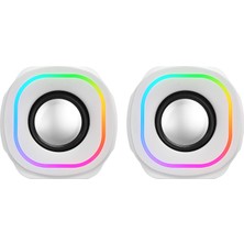 Mikado MD-180 2.0 3W*2 Beyaz Rgb Aydınlatmalı USB + 3.5mm USB 5V Speaker Hoparlör