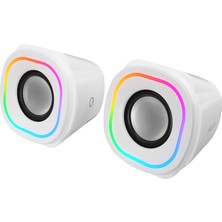 Mikado MD-180 2.0 3W*2 Beyaz Rgb Aydınlatmalı USB + 3.5mm USB 5V Speaker Hoparlör