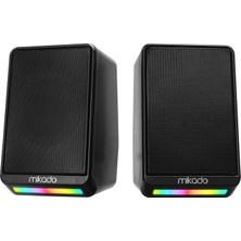 Mikado MD-178 2.0 3W*2 Siyah Rgb Aydınlatmalı USB + 3.5mm USB 5V Speaker Hoparlör