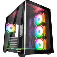 Rampage Loopy Siyah 7*12CM Argb Fan Kontrolcü Temperli Cam Kumandalı Atx Mid-T Gaming Oyuncu Kasası