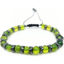 İkizler Doğaltaş Hematit ve Yeşil Baltık Damla Kehribar Bileklik