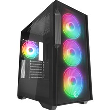 Rampage Cruıser V1 Mesh Temperli Camlı Siyah 4*14CM Rgb Fan Hub+Kumanda+Type-C E-Atx Big-T Gaming Oy