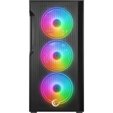 Rampage Cruıser V1 Mesh Temperli Camlı Siyah 4*14CM Rgb Fan Hub+Kumanda+Type-C E-Atx Big-T Gaming Oy