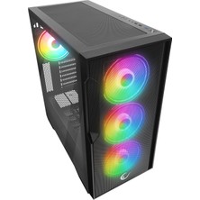 Rampage Cruıser V1 Mesh Temperli Camlı Siyah 4*14CM Rgb Fan Hub+Kumanda+Type-C E-Atx Big-T Gaming Oy