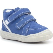 Rakerplus Raya Hakiki Deri Mavi Beyaz Cırtlı Bebek Bot