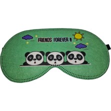 Daima Arkadaşız Yazılı Göz Bandı Sevimli Panda Uyku Bandı Friends Forever Eğlenceli Göz Dinlendirme Bandı