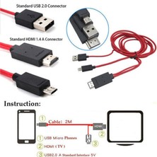 Qincao Android Telefonlar Için Mikro USB - HDMI 1080P Hd Tv Kablosu Adaptörü Samsung (Yurt Dışından)