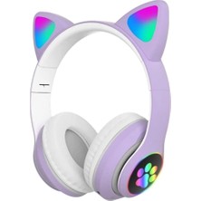 MerciTech LED Işıklı STN28 Kedi Kulak Bluetooth Wireless Kulaklık Kedi Kulak Sevimli Kablosuz Bluetooth 5.0 LED Işıklı Kedili Şık Kulak Üstü