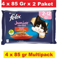 Felix Multipack Sığır ve Tavuk Etli Yavru Kedi Yaş Maması 4 x 85 gr x 2 Adet