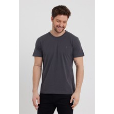 Combine Michail Erkek Füme Slim Fit Bisiklet Yaka Kısa Kollu Pamuklu Tişört - Füme