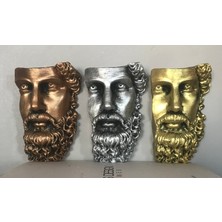Kaktüslü Beton Butiği Ev Dekor Dekoratif Bronz Eskitme Poseidon Beton Biblo Heykel Duvar Dekoru