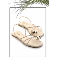 Bambi Bej Yılan   Kadın Sandalet K05137031507