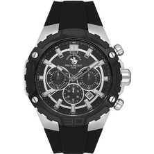 Santa Barbara Polo & Racquet Club Santa Barbara Polo Racquet Club SB.5.10002.2 Silikon Kordonlu Tüm Fonksiyonları Aktif Suya Dayanıklı Siyah Erkek Kol Saati