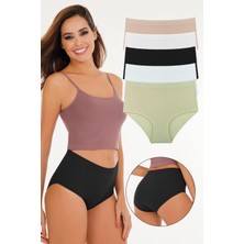 Sensu Kadın Fitilli Soft Renkler 5Li Yüksek Bel Külot Set - Kts3054