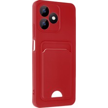 Denza Case Realme Note 50 4g Kılıf Kartvizitli Silikon Kapak - Kırmızı