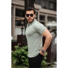Combine Michail Erkek  Pamuklu Kumaş Slim Fit Kesim Çağla Polo Yaka T-Shirt - Çağla