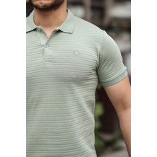 Combine Michail Erkek  Pamuklu Kumaş Slim Fit Kesim Çağla Polo Yaka T-Shirt - Çağla