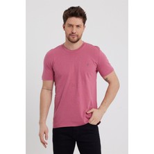 Combine Michail Erkek Pudra Slim Fit Bisiklet Yaka  Pamuk Kısa Kollu Tişört - Pudra