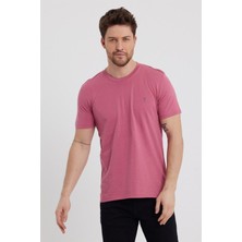 Combine Michail Erkek Pudra Slim Fit Bisiklet Yaka  Pamuk Kısa Kollu Tişört - Pudra