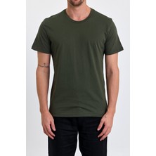 Combine Michail Erkek Slim Fit  Pamuk Bisiklet Yaka Basic Tişört Haki