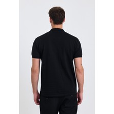 Combine Michail Erkek  Pamuklu Kumaş Slim Fit Kesim 2-Li Polo Yaka T-Shirt - Siyah Siyah