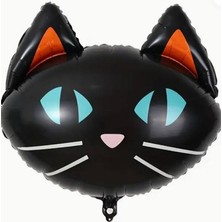 Kidspartim Siyah Kedi Kafa Folyo Balon 65X62 cm