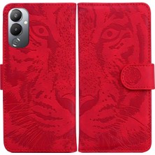 Mays Shop Tecno Pova 4 Kabartmalı Sevimli Kaplan Kickstand Koruyucu Cüzdan Için Flip Case (Yurt Dışından)