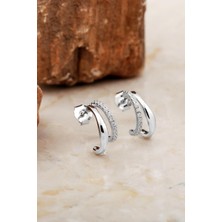 Sümer Telkari Minimal Rodyumlu Gümüş Çift Halka Küpe 6979