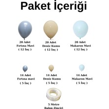 Organizasyon Pazarı Balon Seti Fırtına Mavi-Deniz Kumu-Makaron Mavi 100 Lü Balon Zinciri Seti