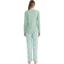 U.S. Polo Assn. 17108 Kadın Mint Uzun Kollu Yuvarlak Yaka Pijama Takım