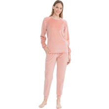 U.S. Polo Assn. 17092 Kadın Somon Uzun Kollu Yuvarlak Yaka Pijama Takım