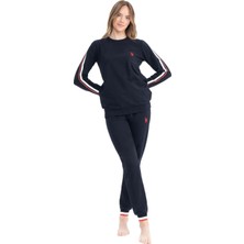U.S. Polo Assn. 17070 Kadın Lacivert Uzun Kollu Yuvarlak Yaka Pijama Takım